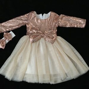 NWOT Rose gold sequin toddler dress